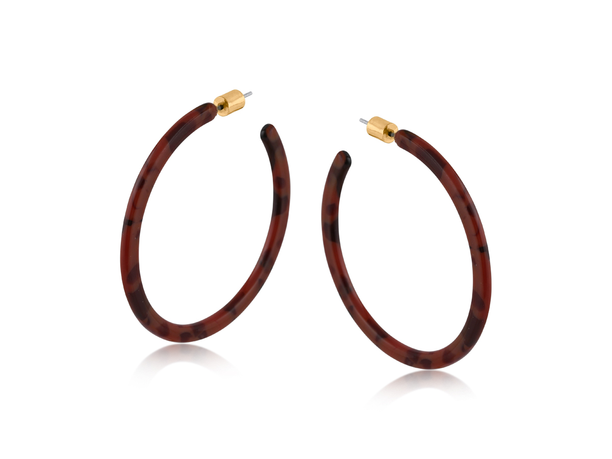 Picture of CACAO BLACK  OLEANDRE RESIN STATEMENT HOOP EARRING