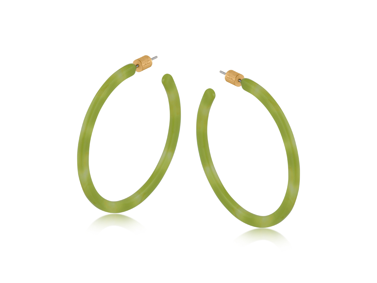 Picture of GREEN LIME OLEANDRE RESIN STATEMENT HOOP EARRINGS