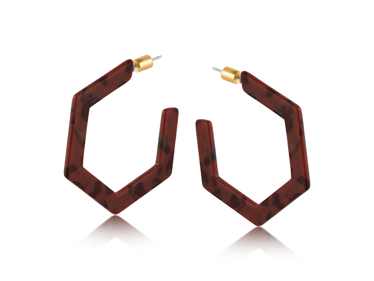 Picture of CACAO BLACK  OLEANDRE RESIN HEXAGON STATEMENT HOOP