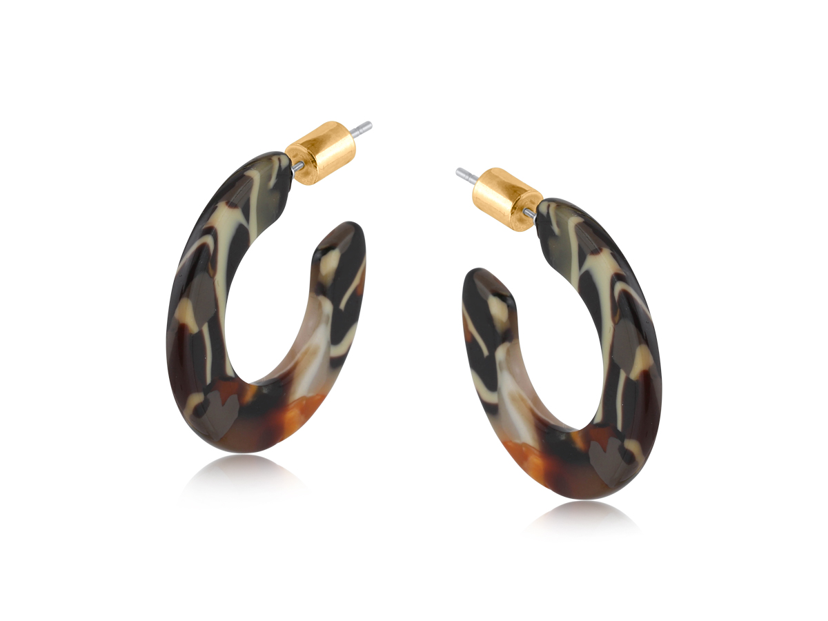 Picture of BLACK ORANGE TAUPE  HORTENSE FLAT OVAL RESIN HOOP