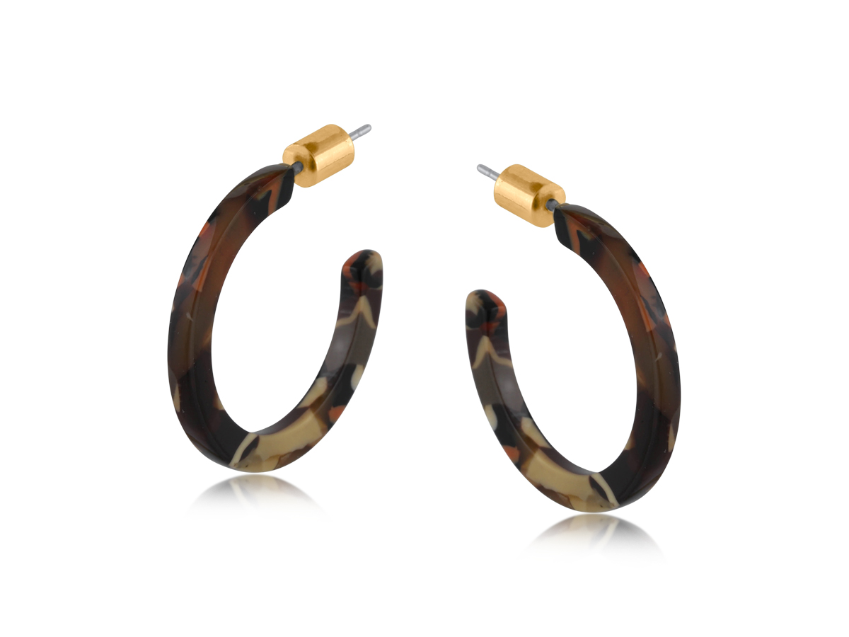 Picture of BLACK ORANGE TAUPE  HORTENSE THIN RESIN HOOP EARRI