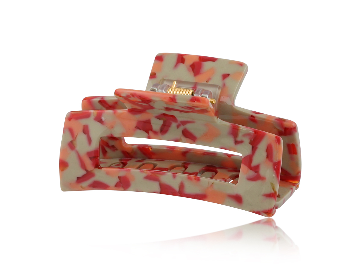 Picture of RED ORANGE BEIGE  HORTENSE BULLDOG HAIRCLIP