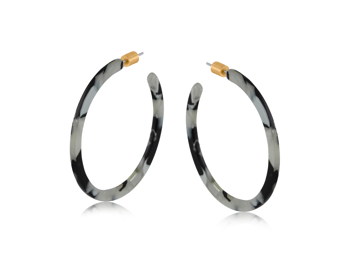 Picture of BLACK GREY WHITE  HORTENSE RESIN STATEMENT HOOP EA