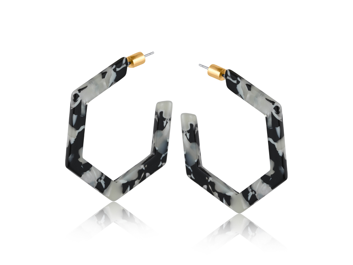 Picture of BLACK GREY WHITE  HORTENSE RESIN HEXAGON STATEMENT
