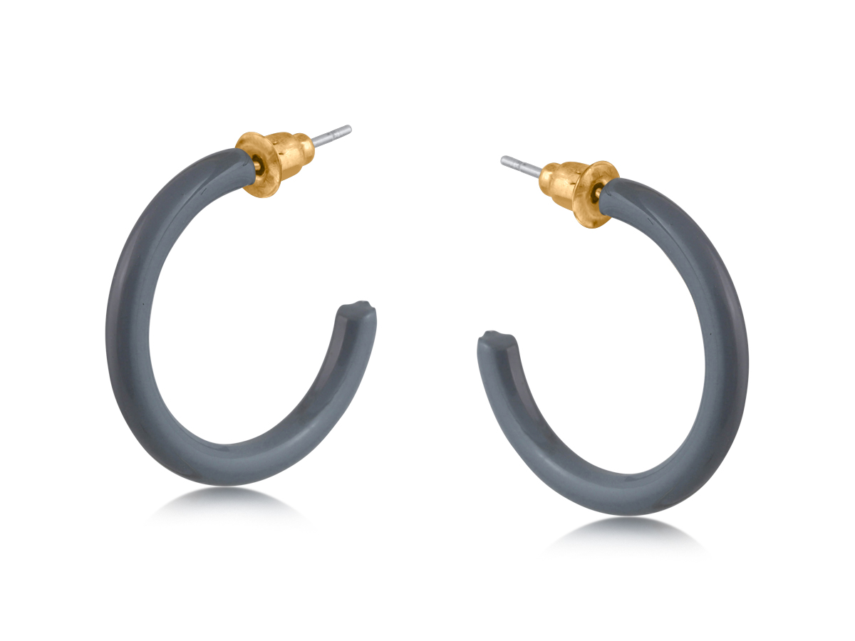 Picture of BLUE  STAMENA ENAMELLED SIMPLE HOOP EARRINGS