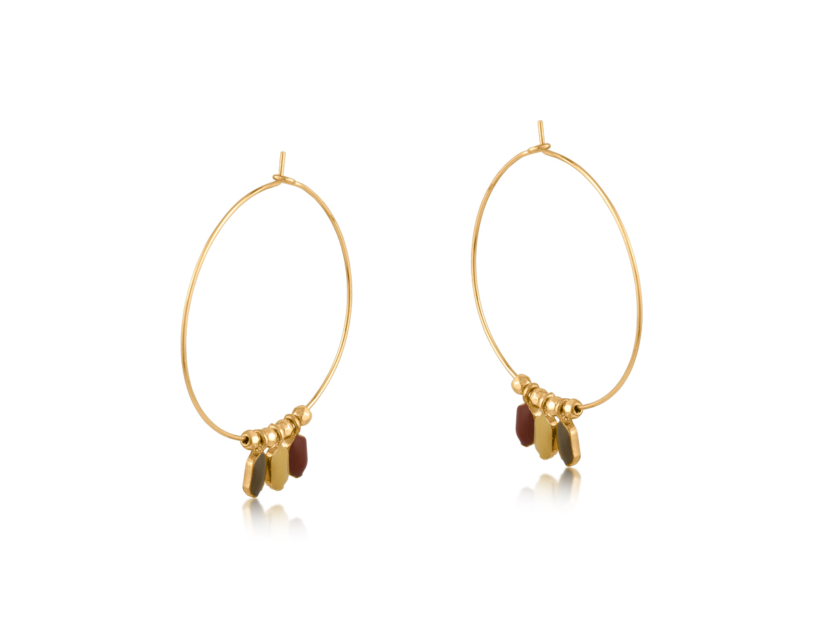 Picture of RED BROWN  JULIANA DROP HOOP EARRINGS