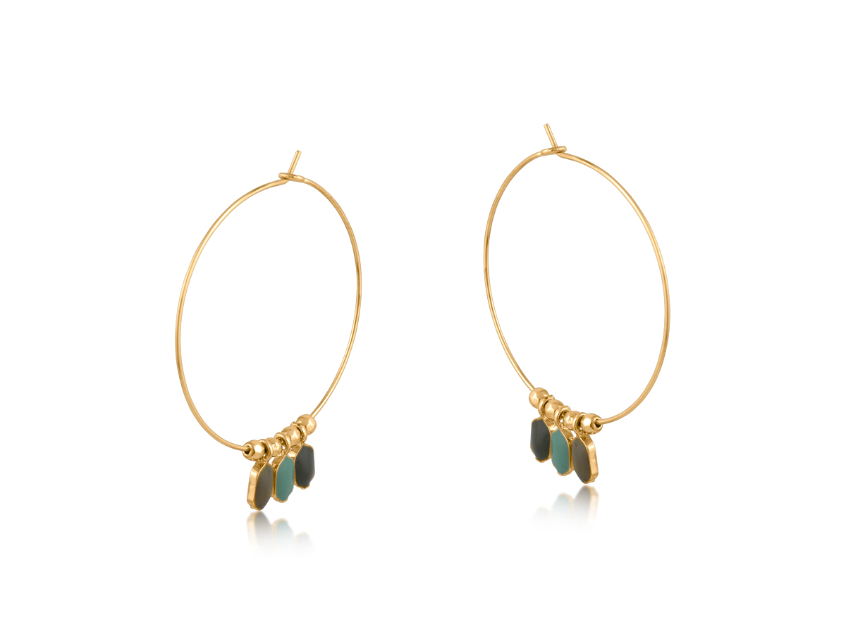 Picture of BLUE TAUPE JULIANA DROP HOOP EARRINGS