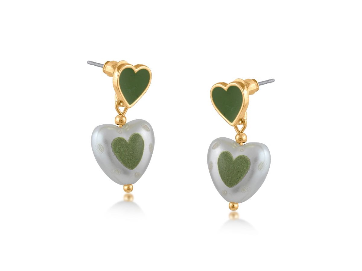 Picture of GREEN  VLADISLAVA HEART PEARL EARRINGS