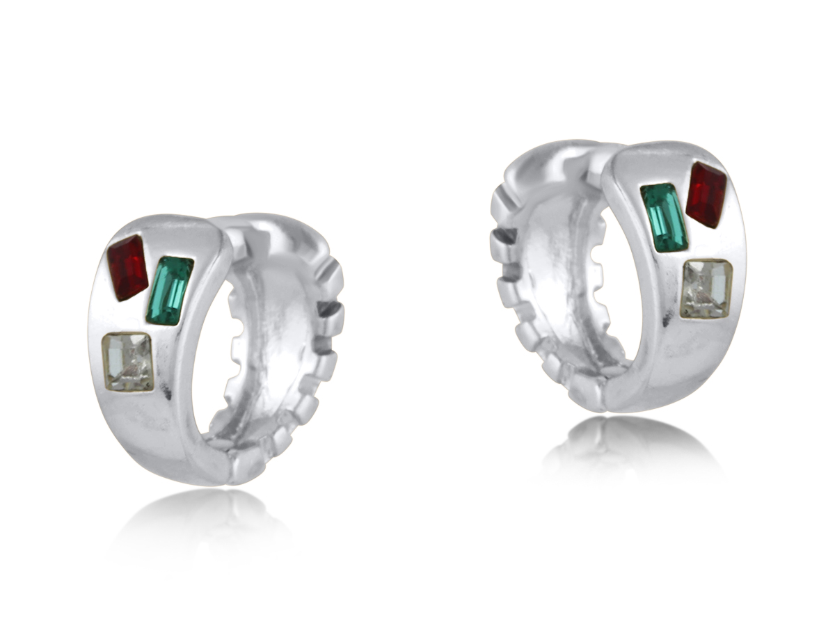 Picture of SILVER  KRASNOMIRA ENCRUSTED CLICK EARRINGS