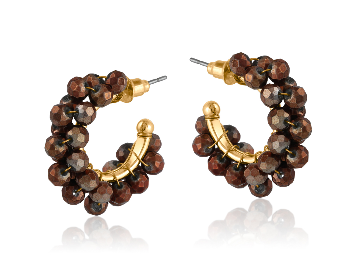 Picture of CHAMPAGNE  MARINA CLUSTER BEADED HOOP EARRINGS
