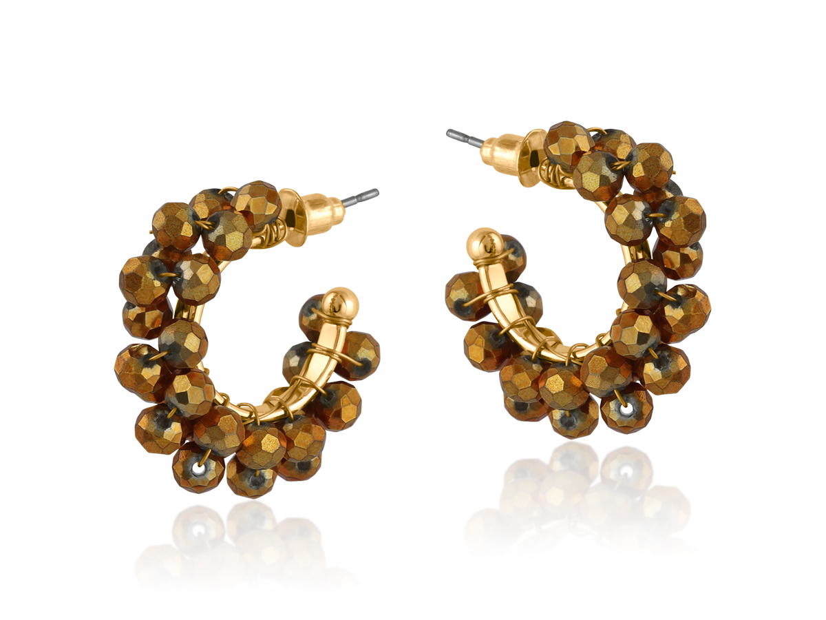 Picture of GOLD  MARINA CLUSTER BEADED HOOP EARRINGS