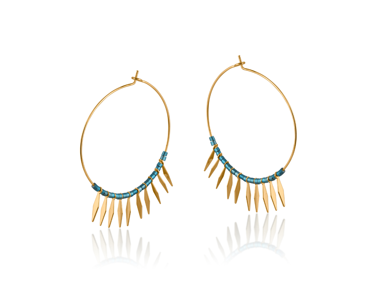 Picture of BLUE  STANISLAVA BEADED HOOP EARRINGS
