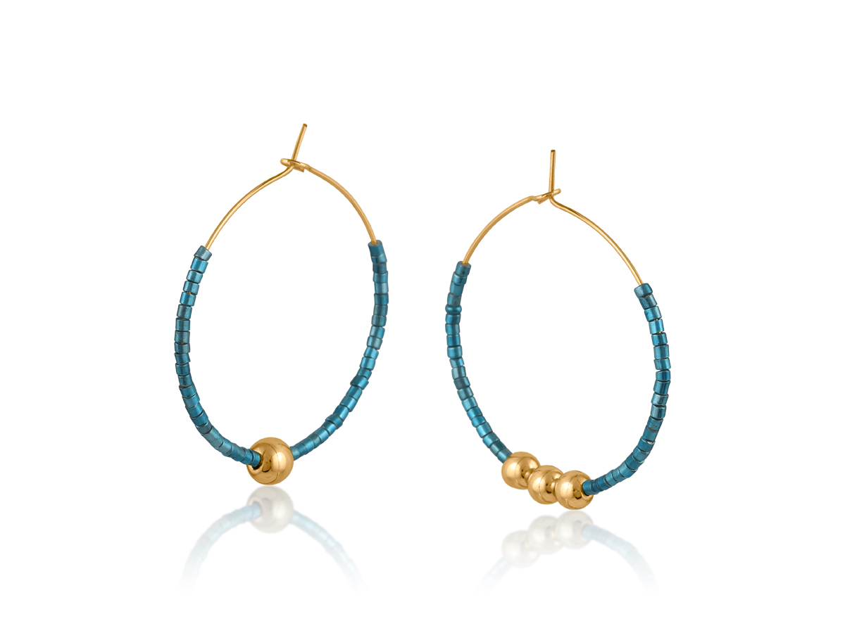 Picture of BLUE  ANASTASIA BEADED HOOP EARRINGS