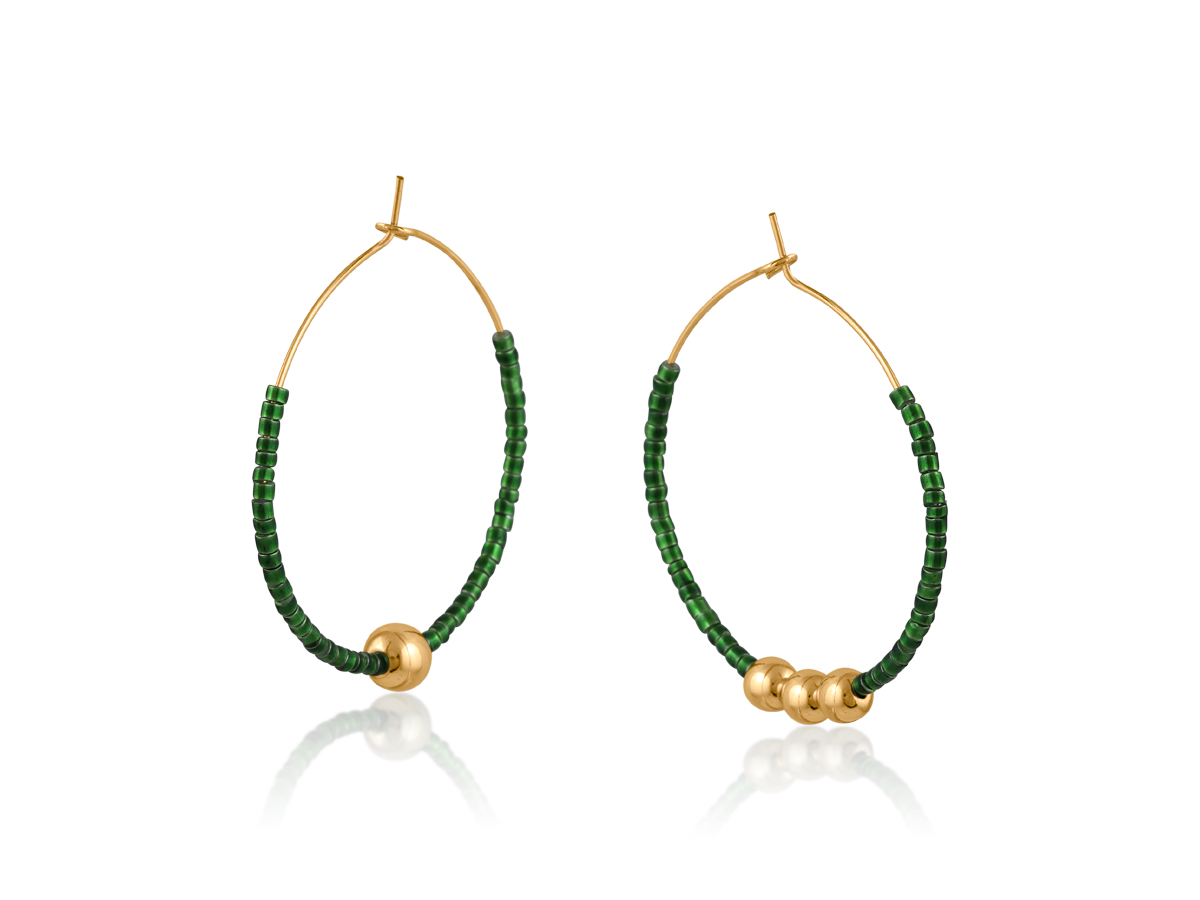Picture of GREEN ANASTASIA BEADED HOOP EARRINGS