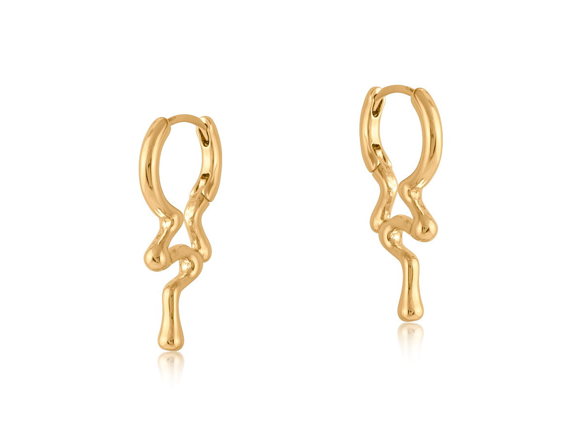 Picture of GOLD MARSEILLE ORGANIC DROP HOOP EARRINGS