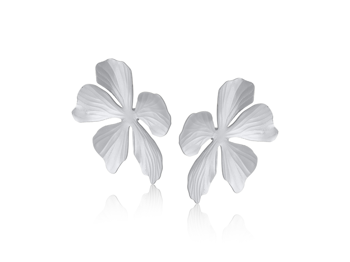 Picture of MATTE SILVER  GIULIA FLORAL MATTE EARRINGS
