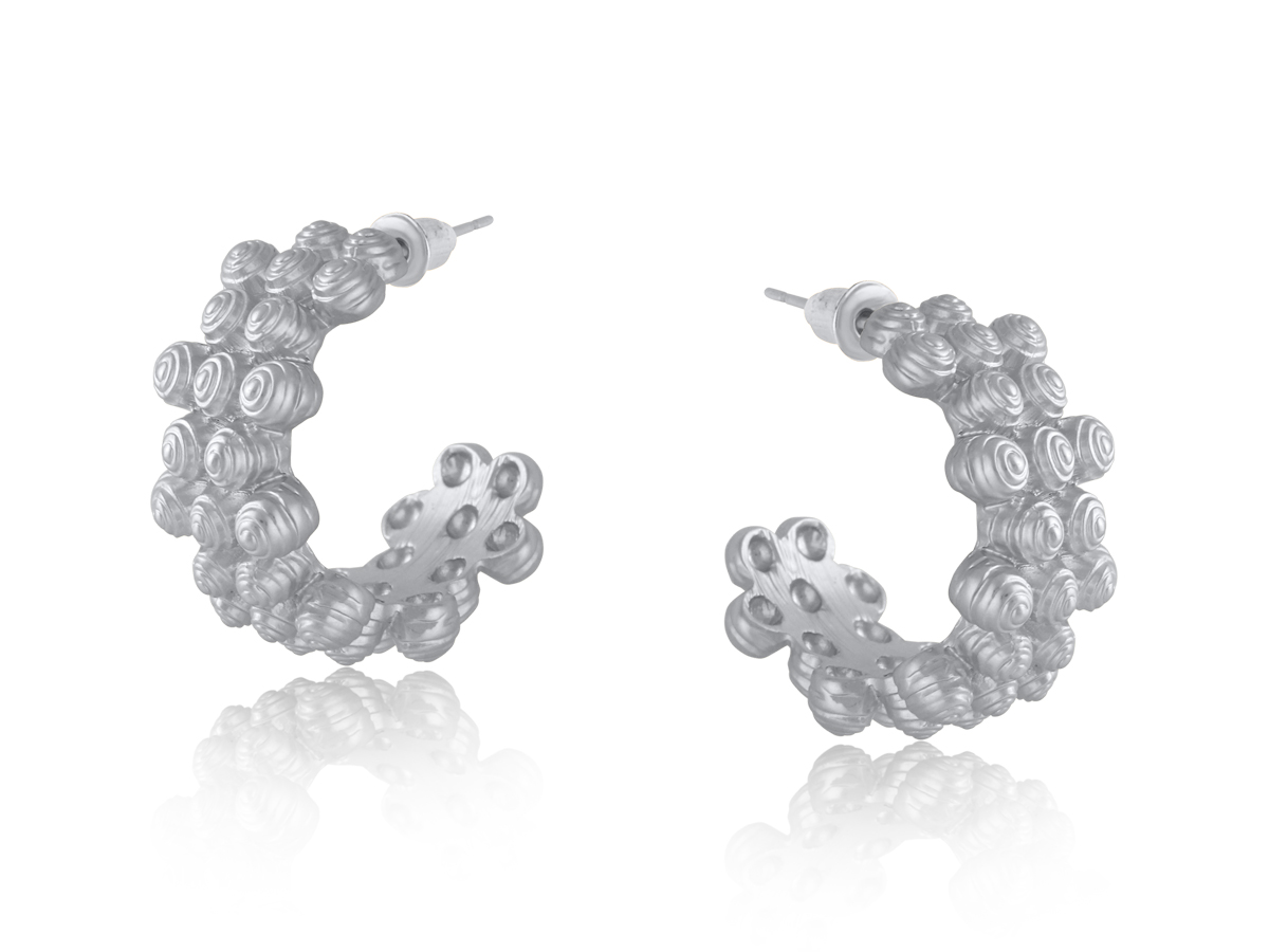 Picture of MATTE SILVER  ALBA MATTE CONCH HOOP EARRINGS
