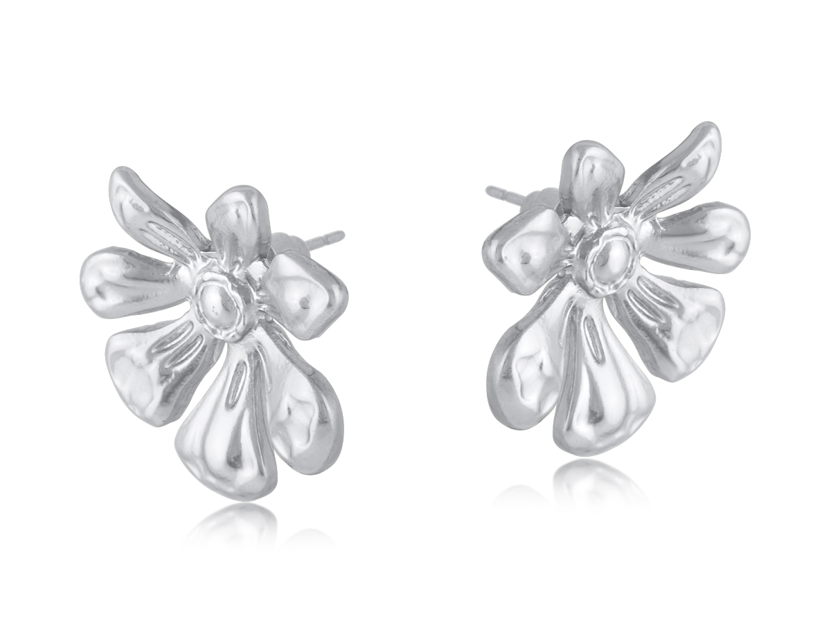 Picture of MATTE SILVER  SAPHIA FLORAL MATTE STUD EARRINGS