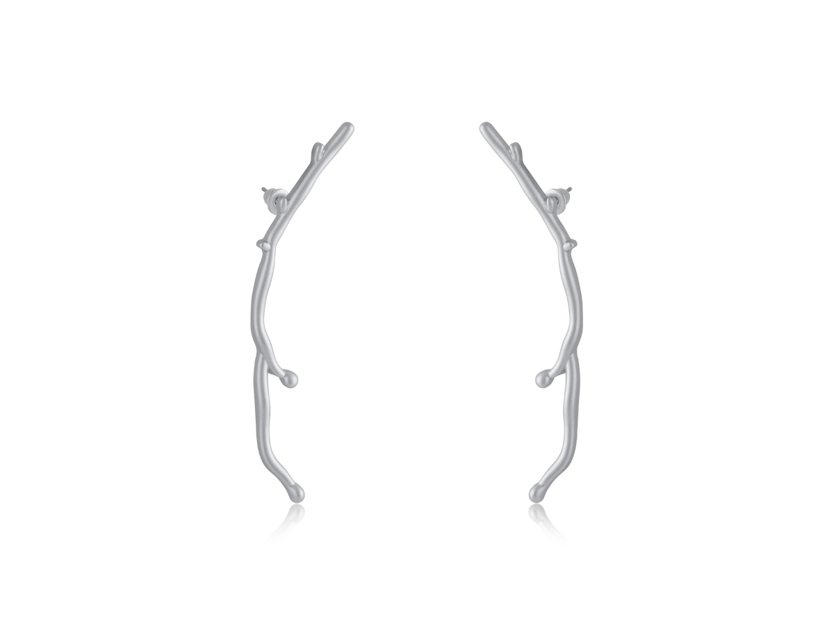 Picture of MATTE SILVER  GINEVRA BRANCH STICK MATTE EARRINGS