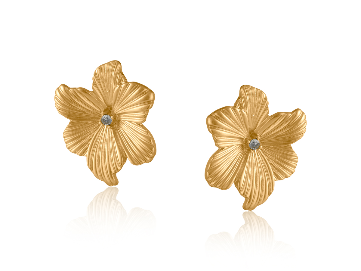 Picture of MATTE GOLD CARLOTTA FLORAL MATTE EARRINGS