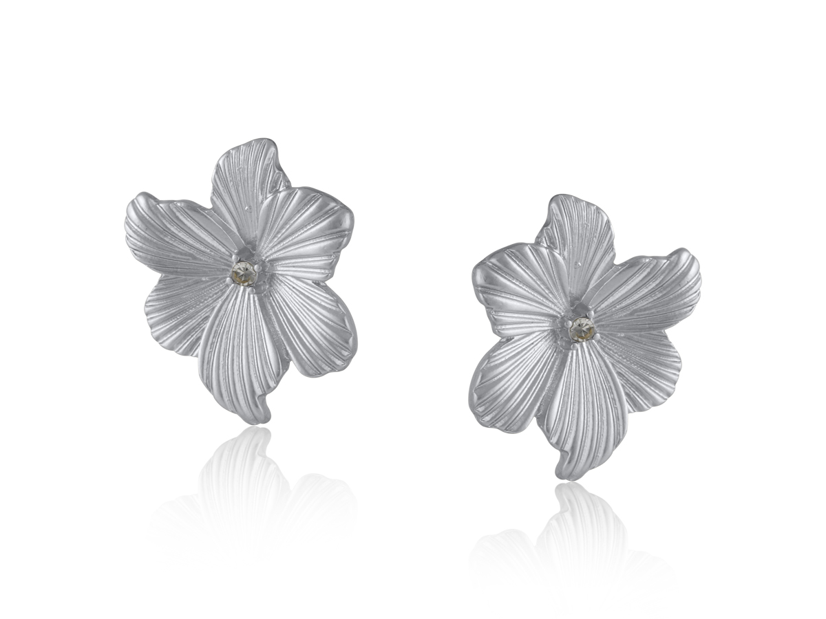 Picture of MATTE SILVER  CARLOTTA FLORAL MATTE EARRINGS