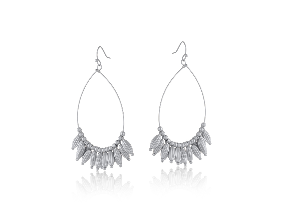 Picture of MATTE SILVER  VITTORIA SEED OVERSIZED MATTE EARRIN
