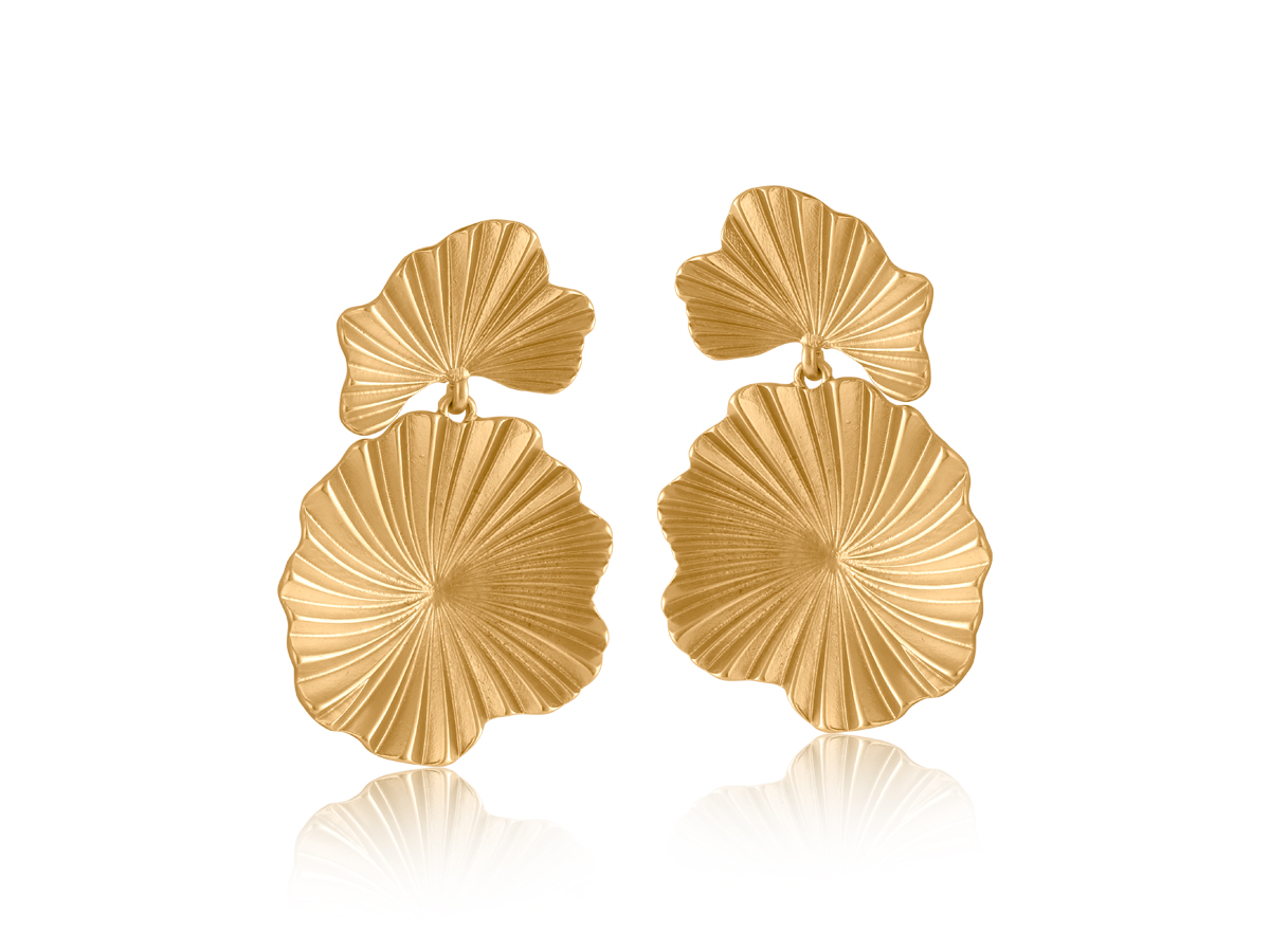 Picture of MATTE GOLD ALICE FLORAL DROP MATTE EARRINGS