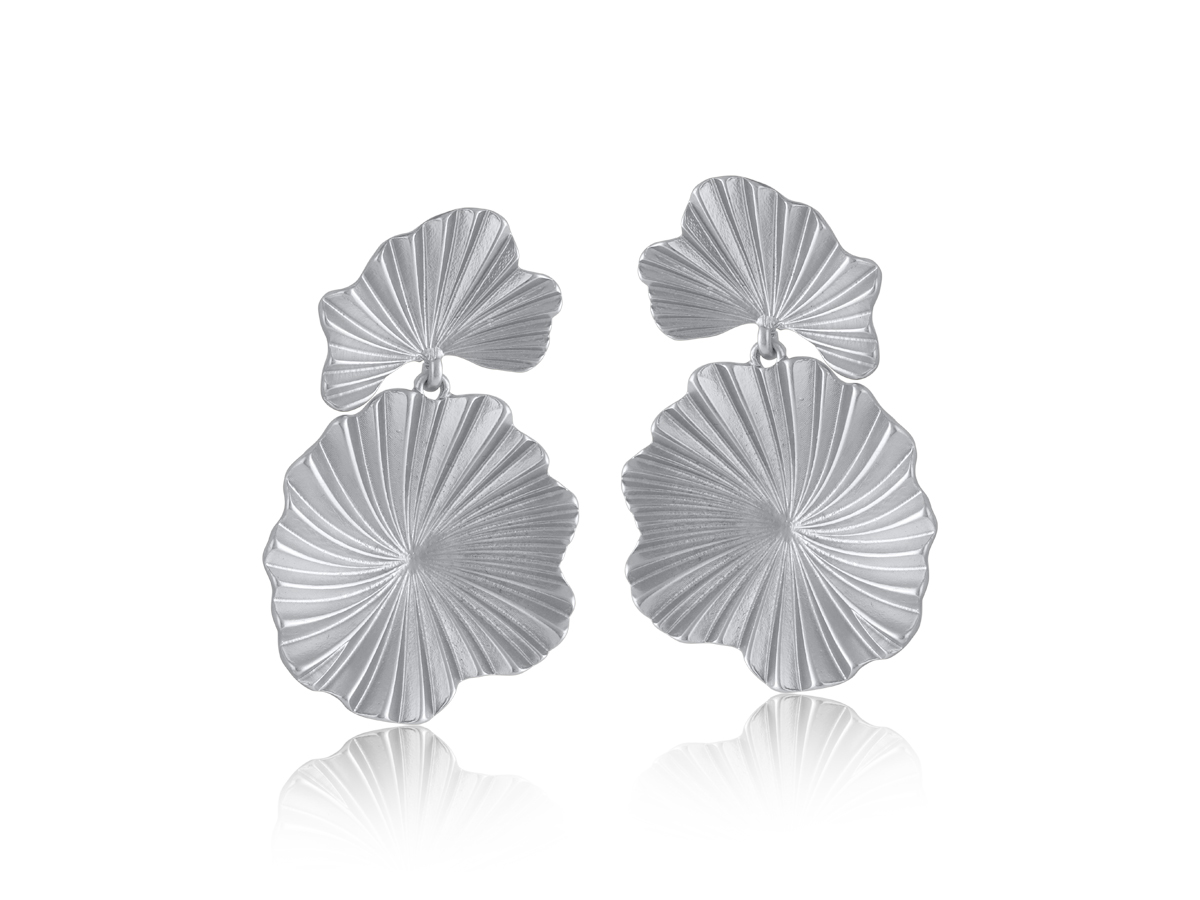 Picture of MATTE SILVER  ALICE FLORAL DROP MATTE EARRINGS