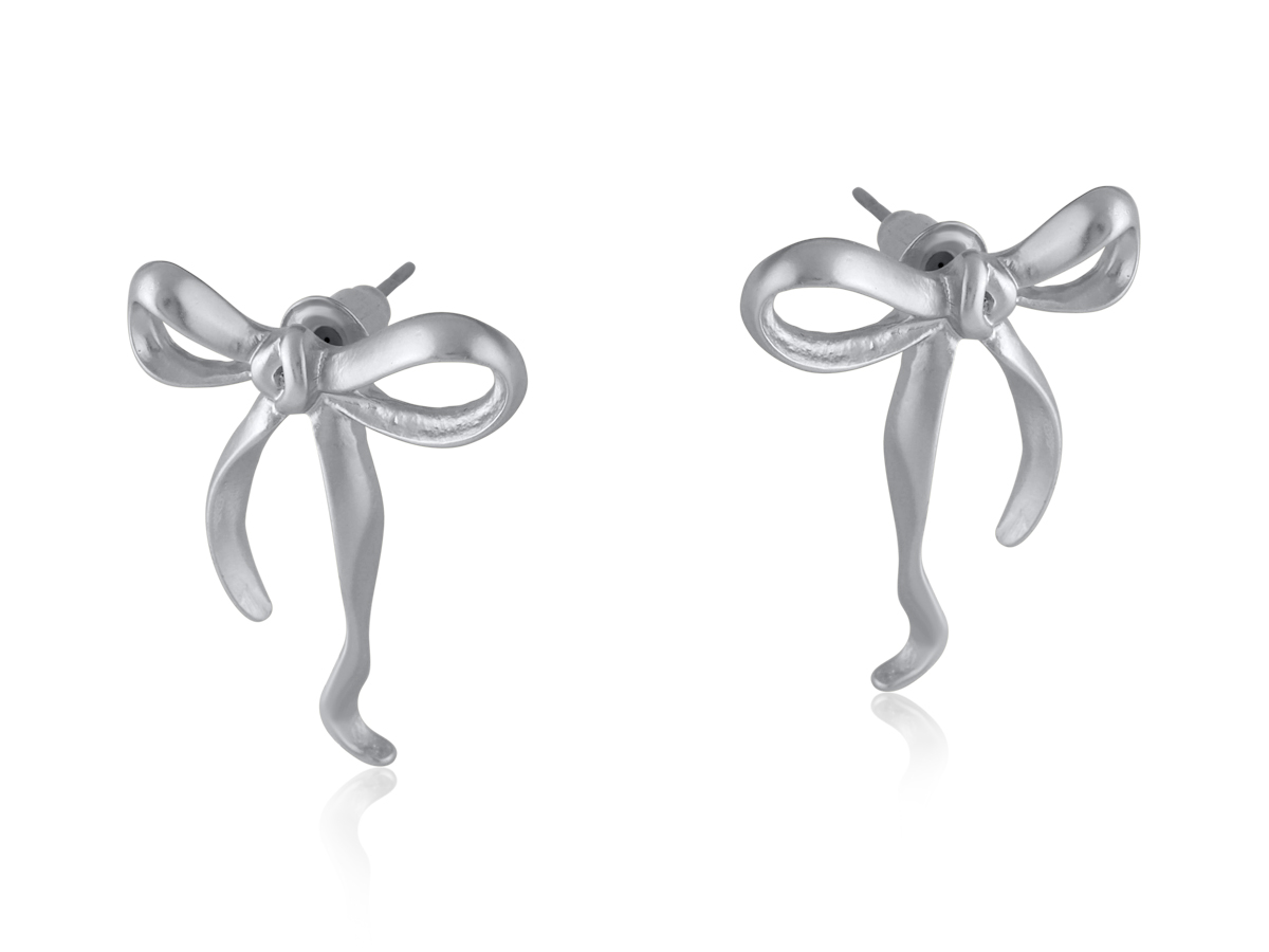 Picture of MATTE SILVER  PALOMA BOW MATTE EARRINGS