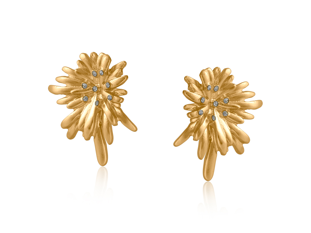 Picture of MATTE GOLD FREDERICA FLORAL MATTE EARRINGS