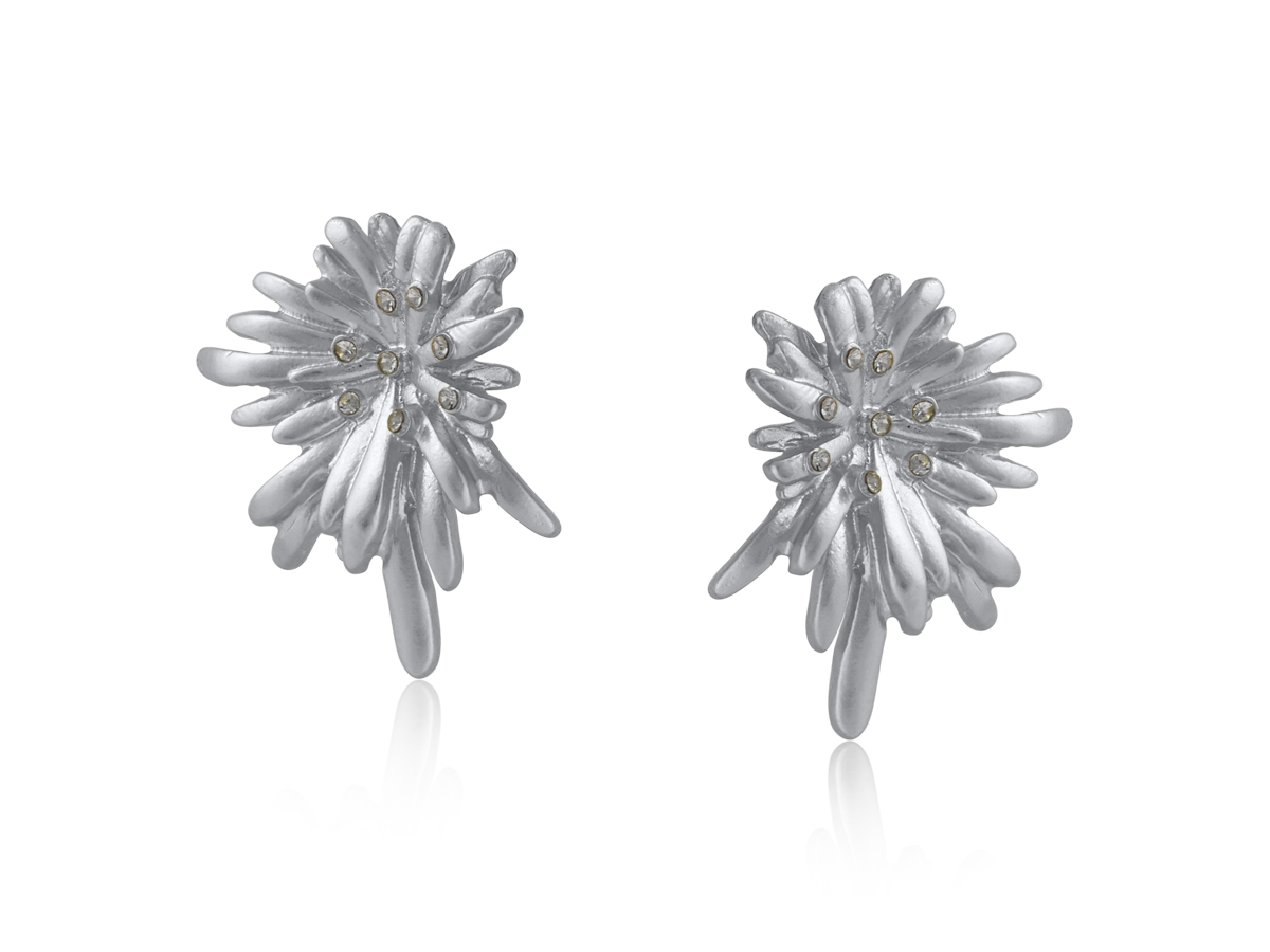 Picture of MATTE SILVER  FREDERICA FLORAL MATTE EARRINGS