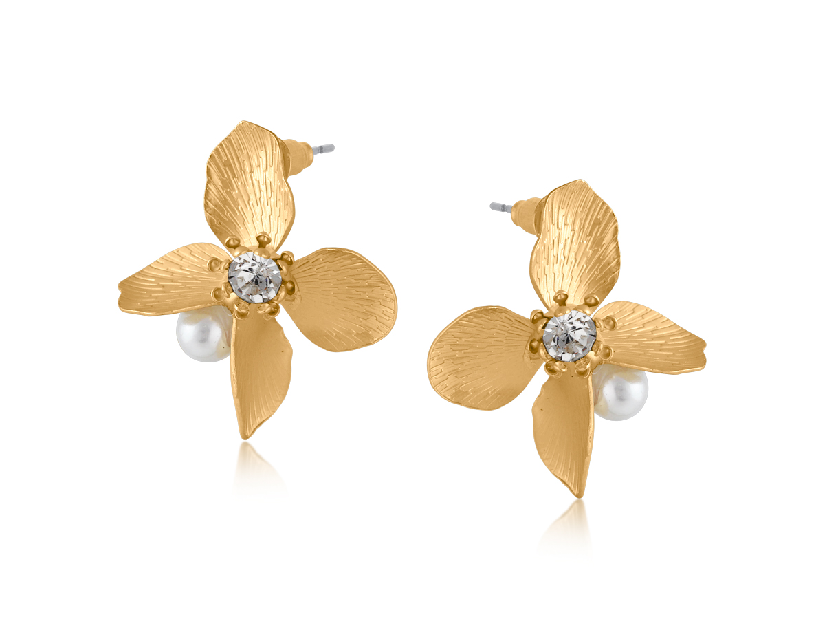 Picture of MATTE GOLD CORDELIA MATTE FLORAL EARRINGS