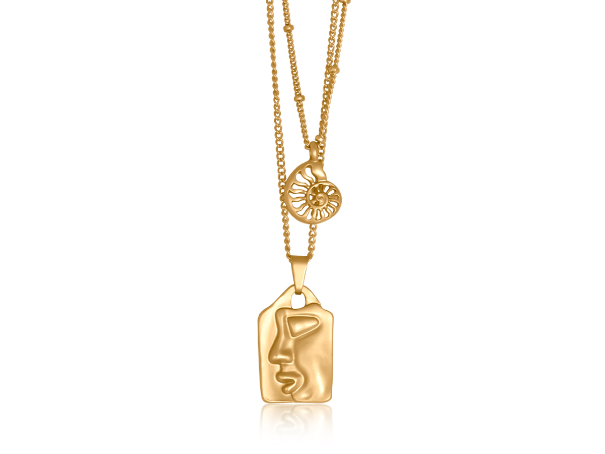 Picture of MATTE GOLD DESPINA SET OF TWO MATTE NECKLACES