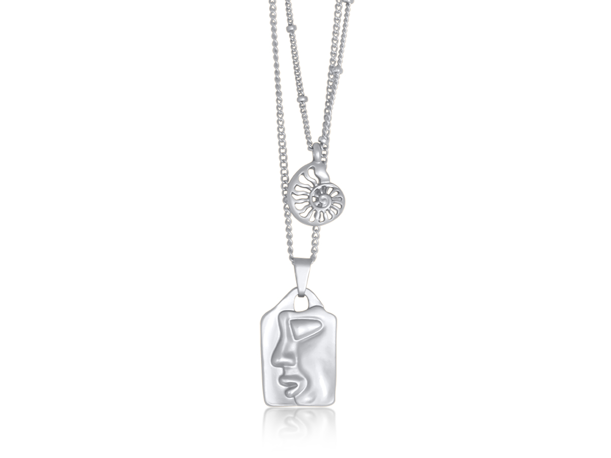 Picture of MATTE SILVER  DESPINA SET OF TWO MATTE NECKLACES
