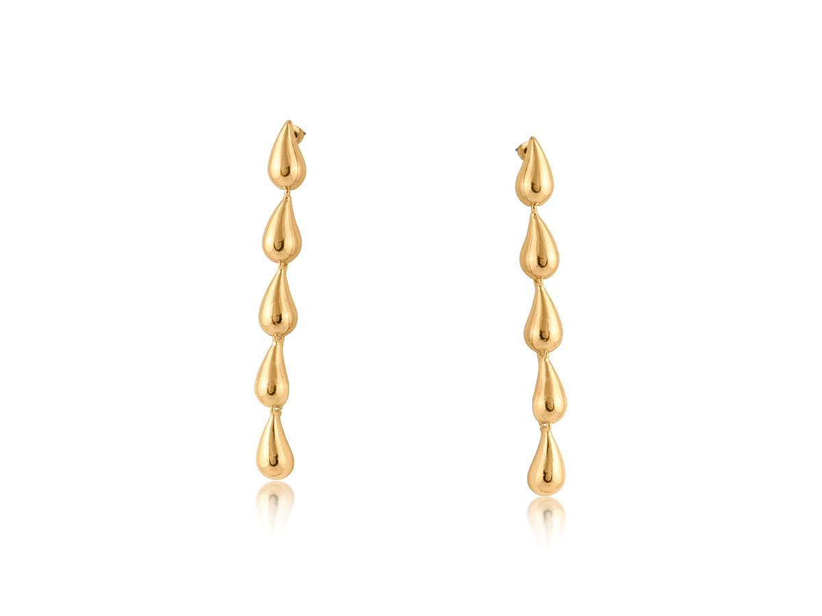 Picture of GOLD HORTENSE LONG DROP DANGLE EARRINGS