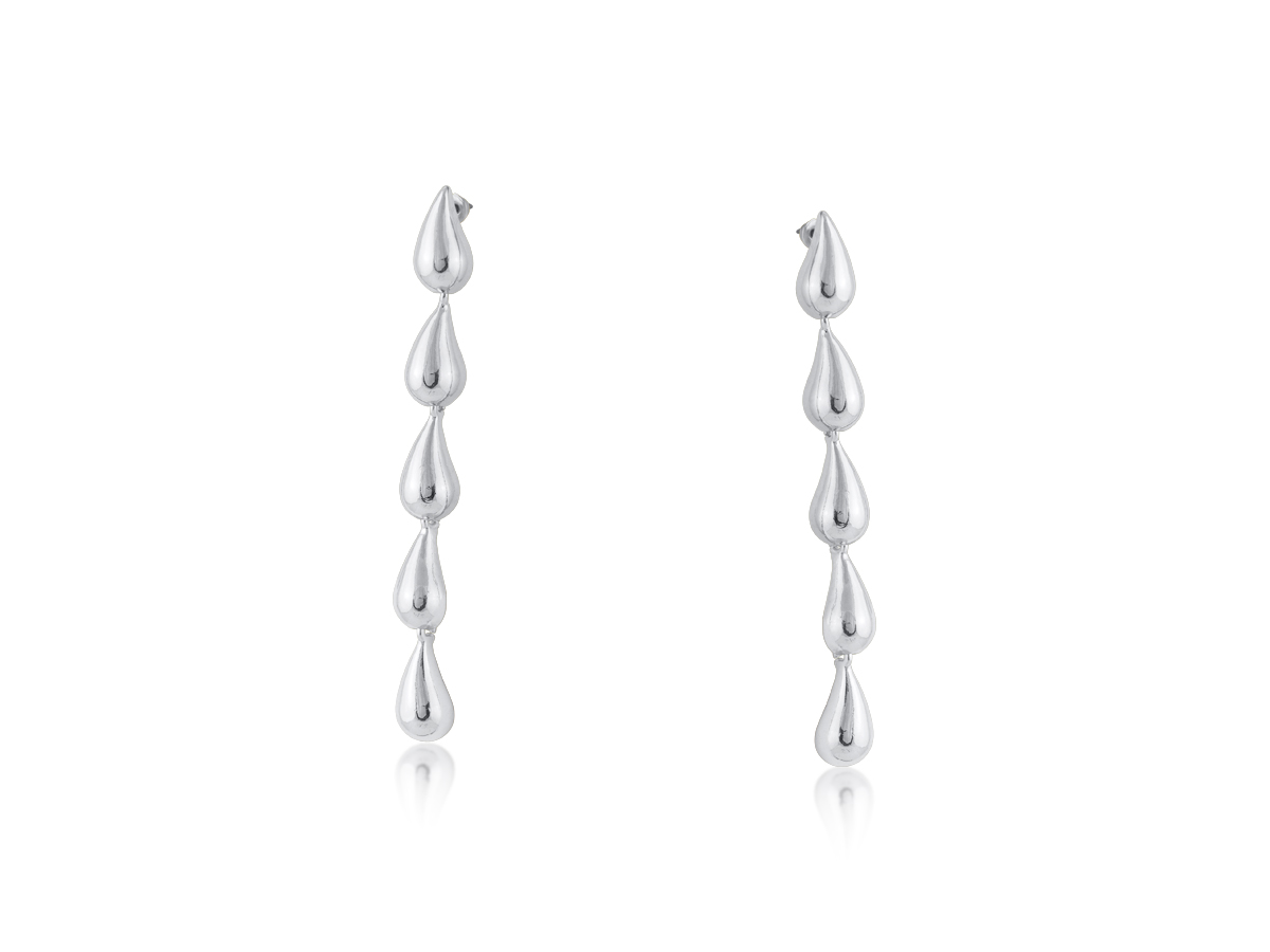 Picture of SILVER  HORTENSE LONG DROP DANGLE EARRINGS