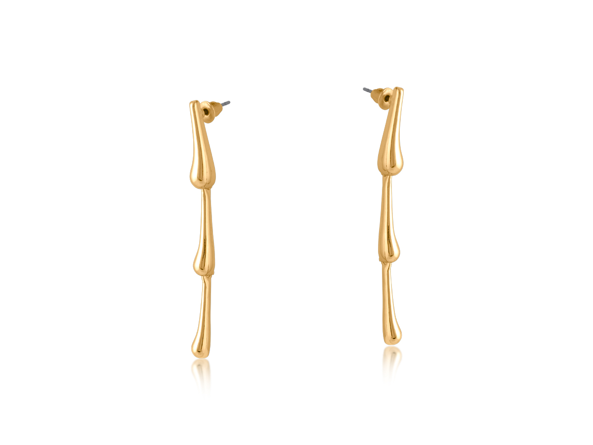 Picture of GOLD PALOMA ELONGATED TEAP DROP LONG EARRINGS