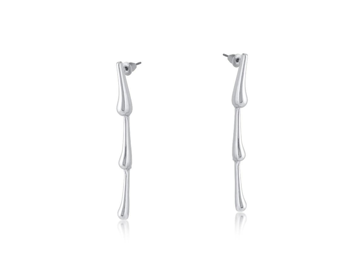Picture of SILVER  PALOMA ELONGATED TEAP DROP LONG EARRINGS