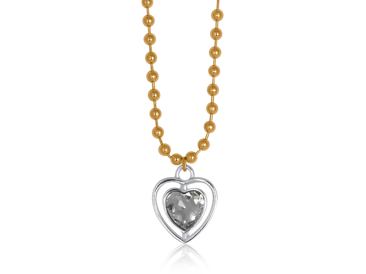 Picture of TWO TONE GOLD SILVER FLORE TWO TONE HEART NECKLACE