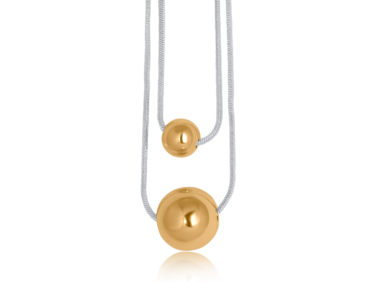 Picture of TWO TONE SILVER GOLD  HONOR SET OF TWO NECKLACES