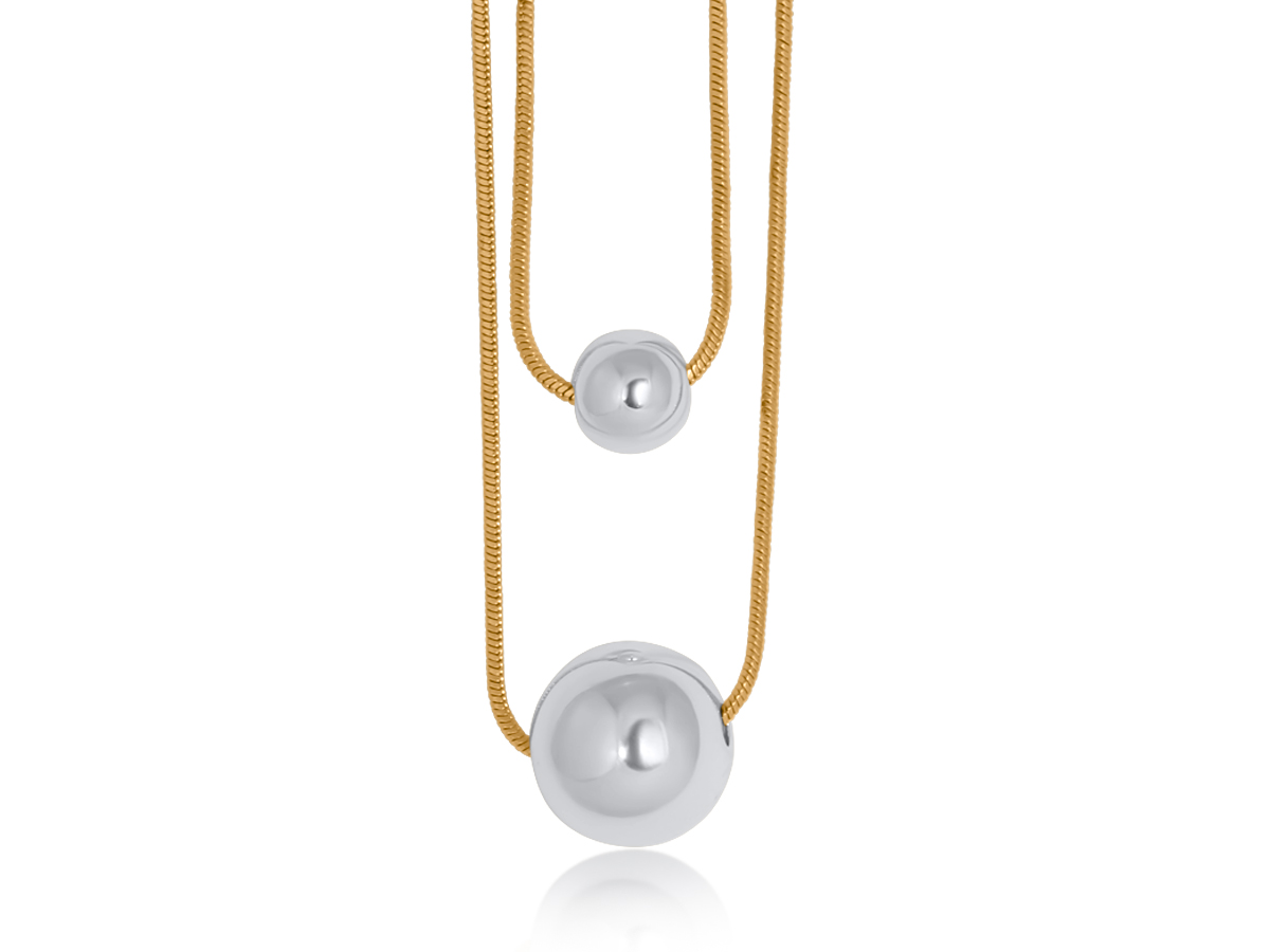 Picture of TWO TONE GOLD SILVER HONOR SET OF TWO NECKLACES