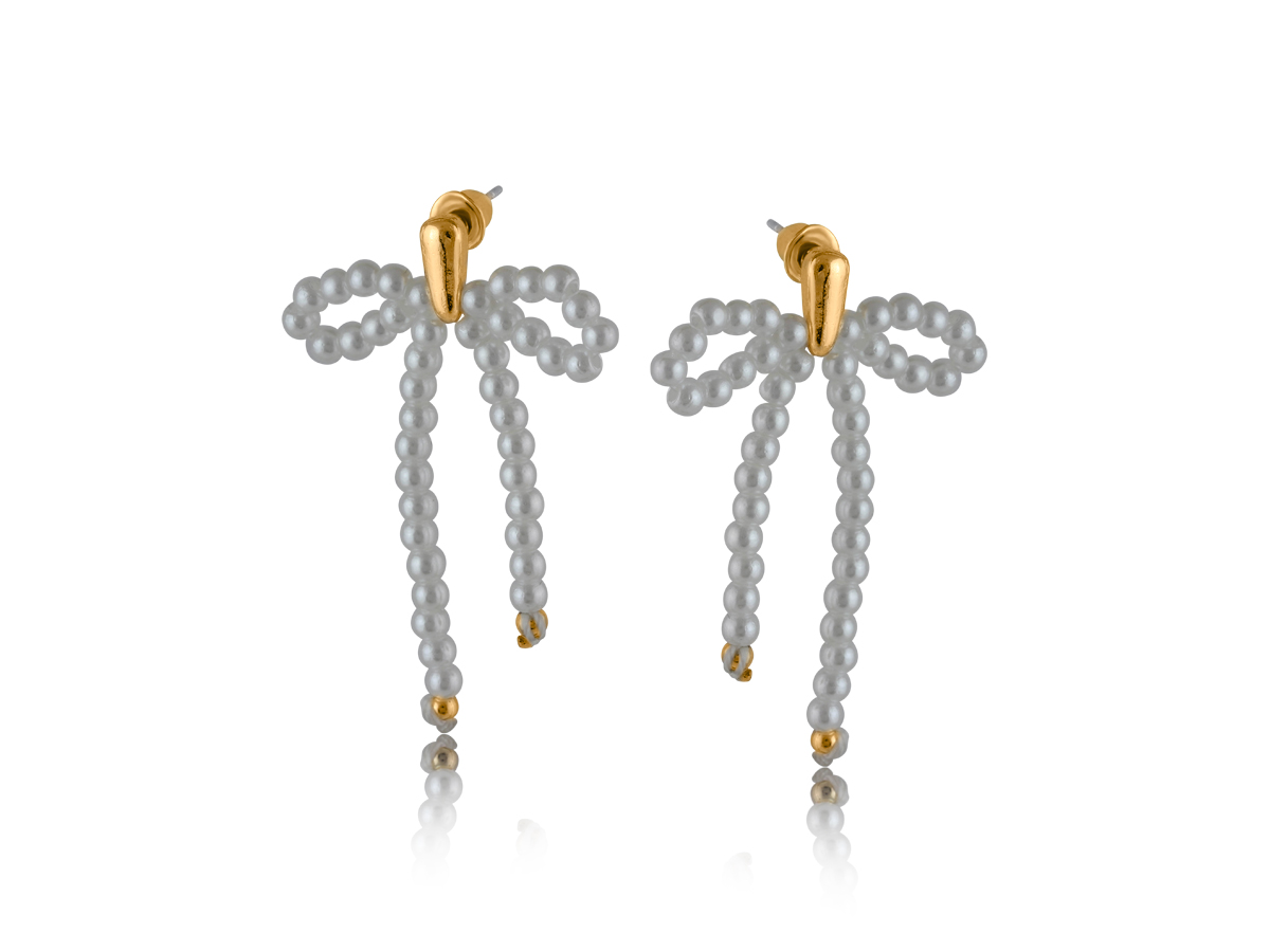 Picture of PEARL BELLE FINE BOW EARRINGS