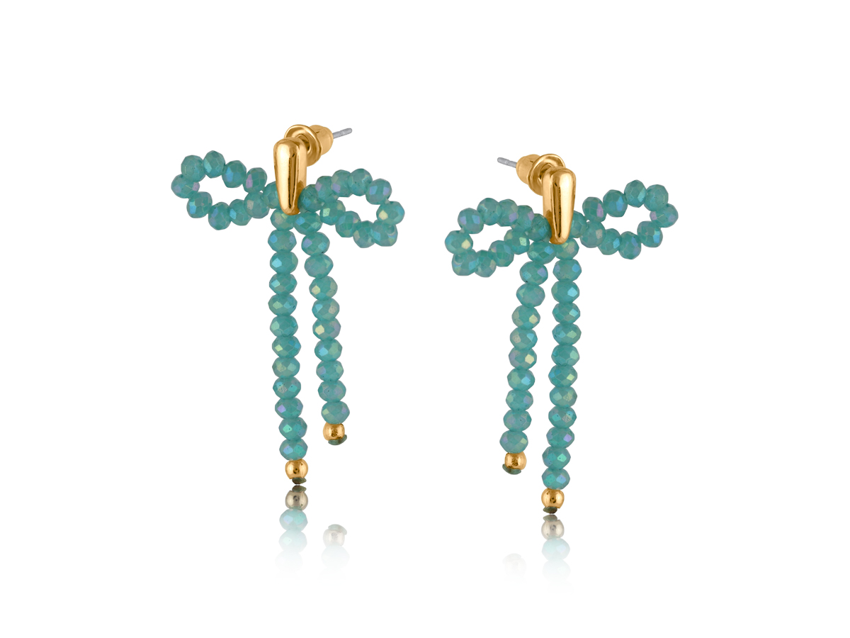 Picture of EMERALD BELLE FINE BOW EARRINGS