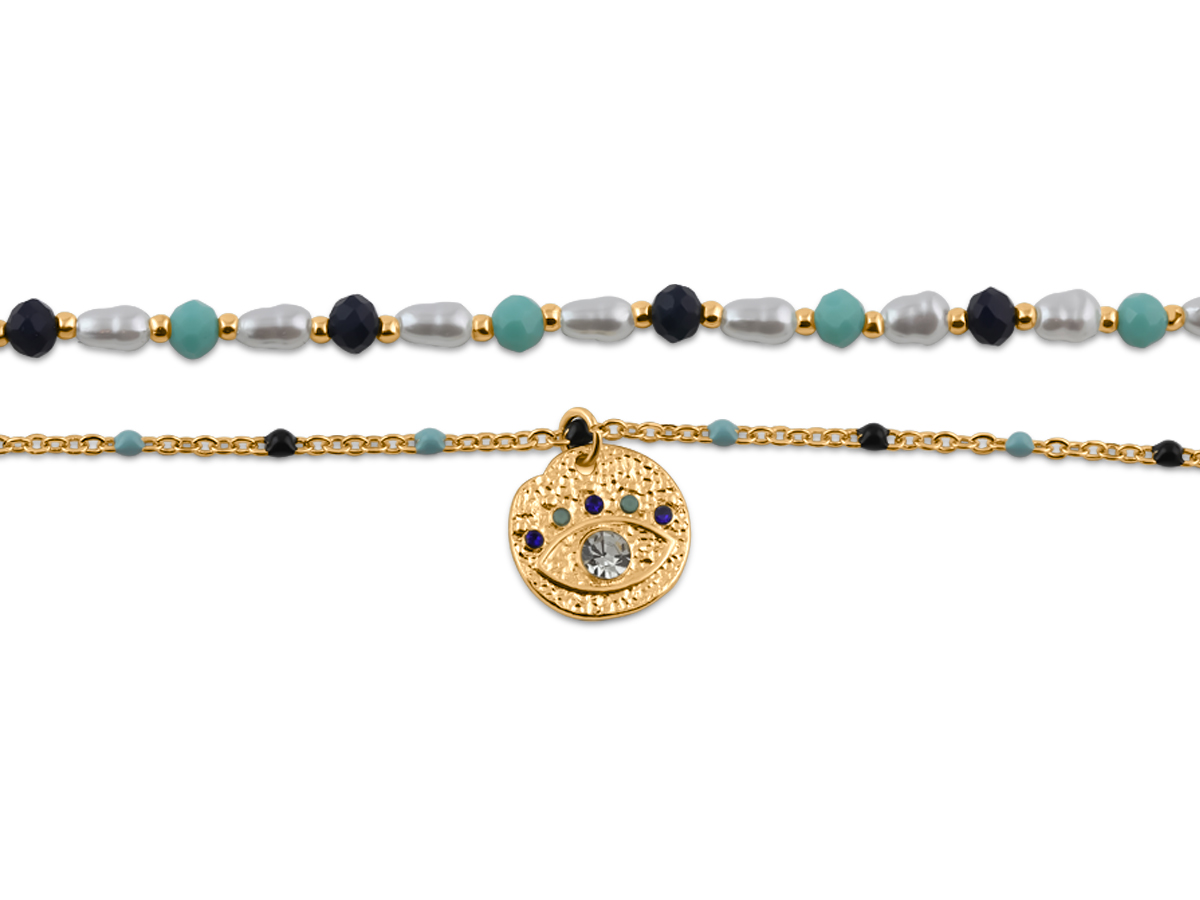 Picture of NAVY/TURQUOISE CASIS BEADED SET OF BRACELETS