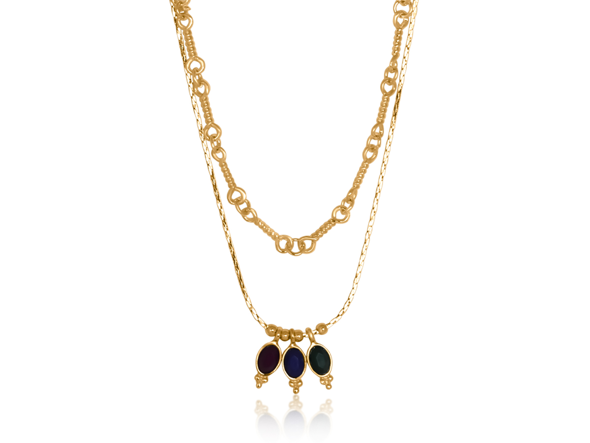 Picture of GREEN/RED/NAVY SANTORINI SET OF NECKLACES