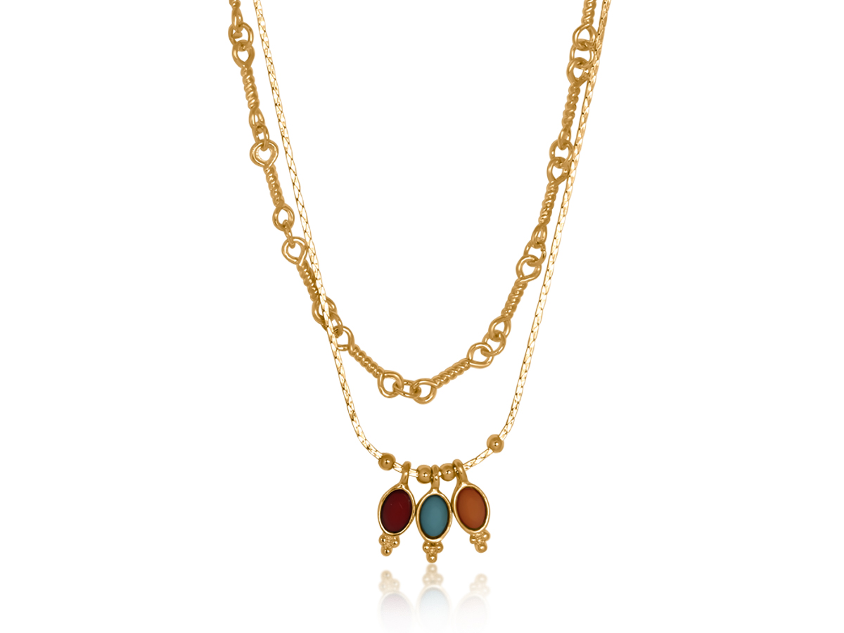 Picture of PURPLE/TURQUOISE/ORANGE  SANTORINI SET OF NECKLACE