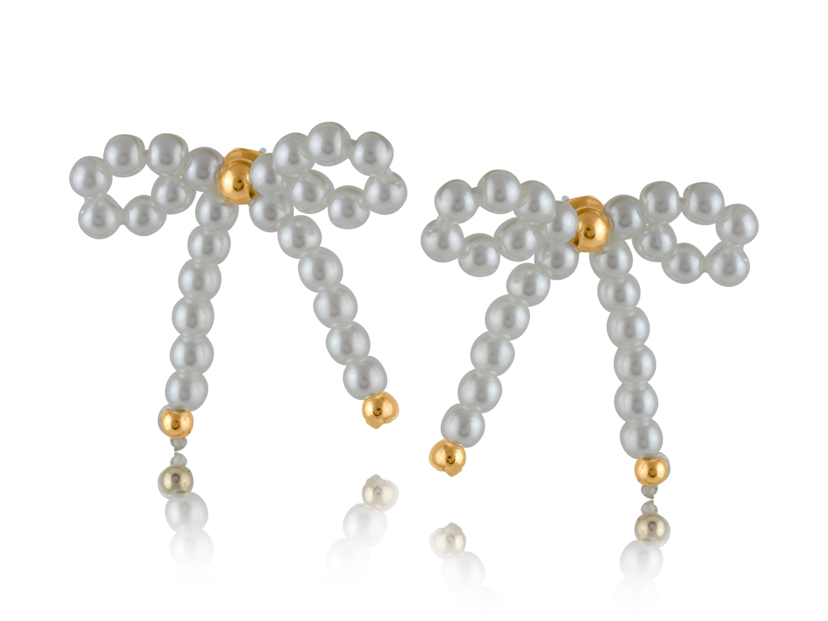 Picture of WHITE  INGRID BOW EARRINGS