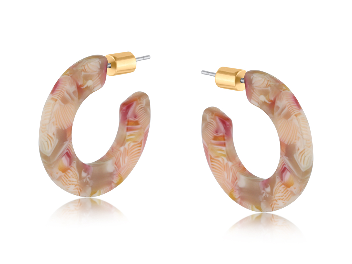 Picture of PEACH  SYLVIA RESIN HOOP EARRINGS