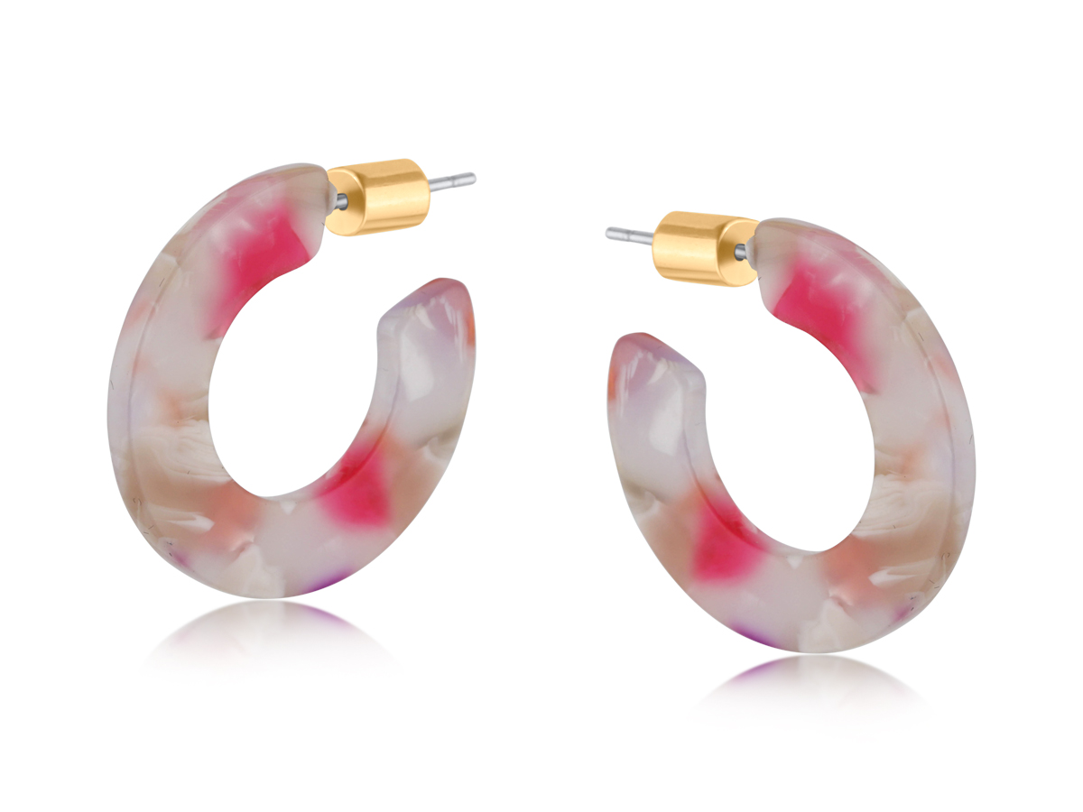 Picture of RED BEIGE SYLVIA RESIN HOOP EARRINGS