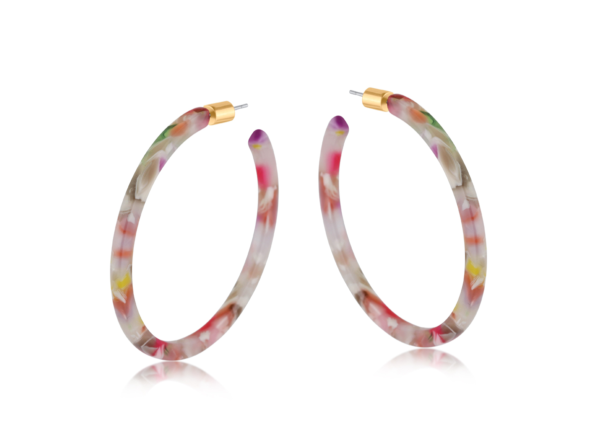 Picture of RED BEIGE SYLVIA RESIN SKINNY EARRINGS